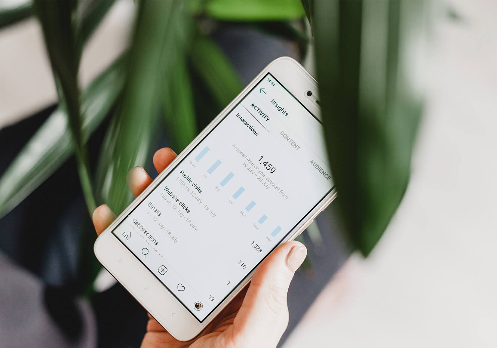 phone showing instagram insights